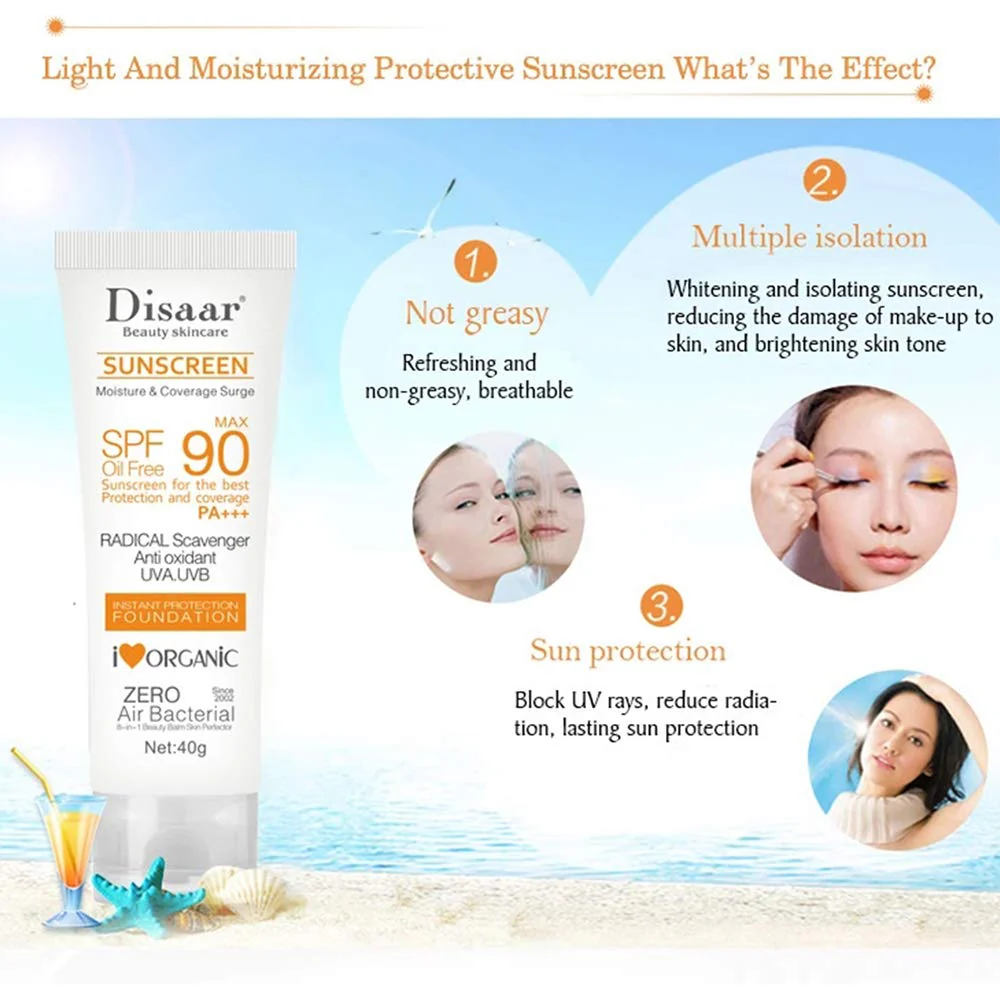 DISAAR Brightening Sunblock Skin Protective SunScreen SPF-90 - 40g - Image 3