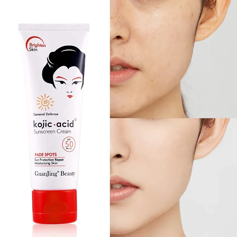 GUANJING Kojic Acid Fade Spots SPF 50 Sunscreen Cream - Brightening & UV Protection - 80g - Image 2