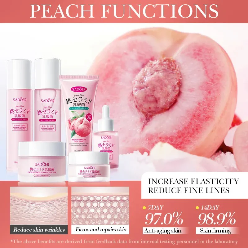 SADÕER Peach & Lactobacillus 6-Piece Skincare Set 🍑 | Moisturizing & Brightening Routine - Image 4